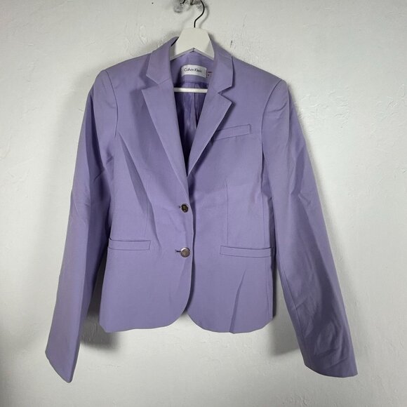 Calvin Klein Jackets & Blazers - Calvin Klein Womens Lavender Two-Button Blazer Jacket Size 6 Office Wear Lined